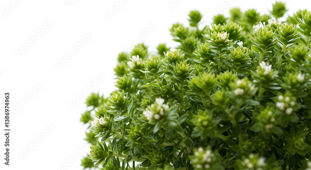Fototapeta premium Close-Up of Delicate White-Flowered Green Plant Against Bright Background AI Generated