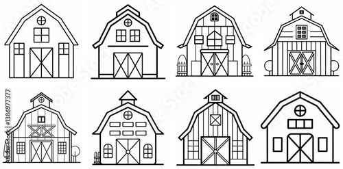 Barn Outline Coloring Book Page Line Art Drawing
