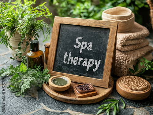 Spa therapy text written on...
