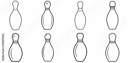 Bowling Pin Outline Coloring Book Page Line Art Drawing
