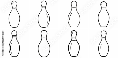 Bowling Pin Outline Coloring Book Page Line Art Drawing