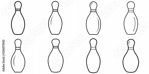 Bowling Pin Outline Coloring Book Page Line Art Drawing