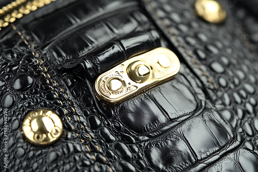 Black Crocodile Leather Handbag Detail Black Crocodile Leather Handbag Detail