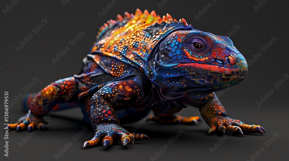 Obraz premium 3D model of a multi-colored kultarr