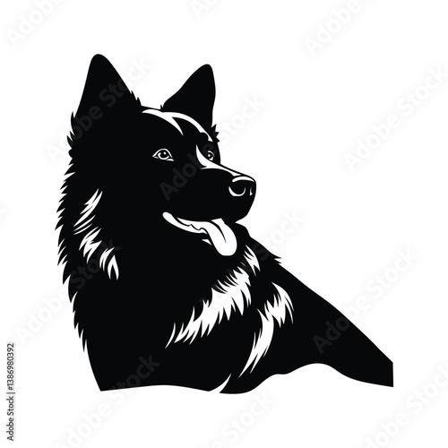 Yakutian Laika black silhouette of simple minimal vector