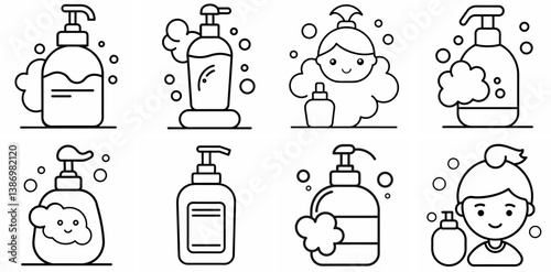 Face Wash – Outline Coloring Book Line Art Set