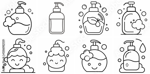 Face Wash – Outline Coloring Book Line Art Set