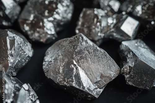 Raw, metallic chunks on dark surface