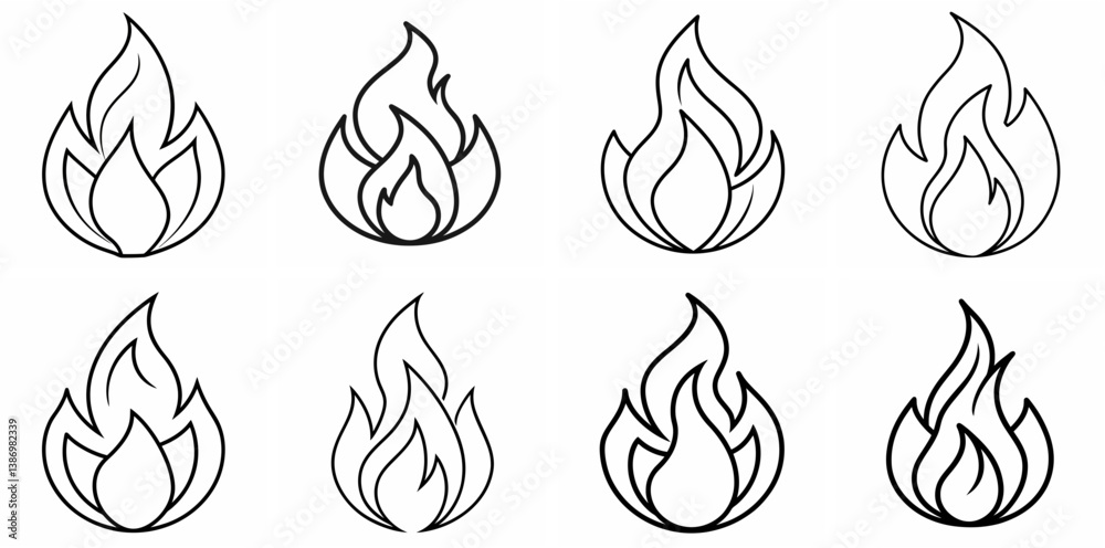 Fire – Outline Coloring Book Line Art Set Fire – Outline Coloring Book Line Art Set