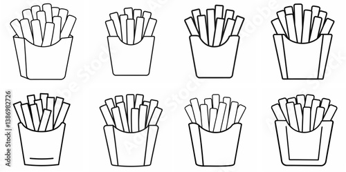 French Fries – Outline Coloring Book Line Art Set