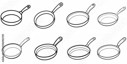 Frying Pan – Outline Coloring Book Line Art Set