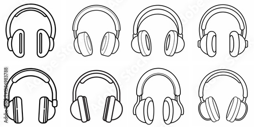 Headphones – Outline Coloring Book Line Art Set