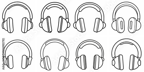 Headphones – Outline Coloring Book Line Art Set