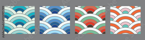 set of flat colorfull geometric oval line 