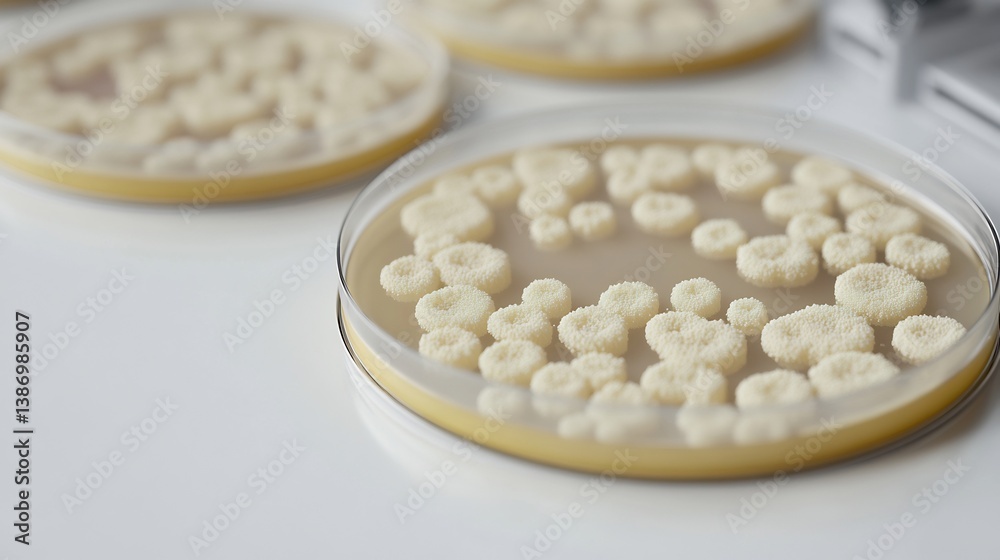 Studying microorganisms labs showing petri dishes with bacterial colonies scientifically accurate isolated with a white background Studying microorganisms labs showing petri dishes with bacterial colonies scientifically accurate isolated with a white background
