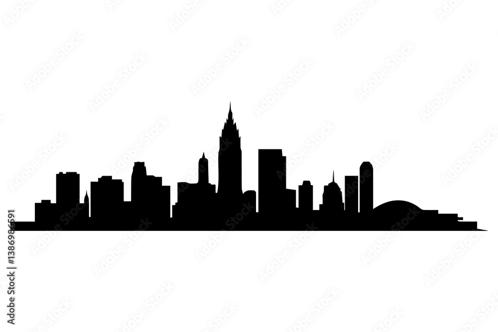 Silhouette skyline of Cleveland with prominent buildings. Silhouette skyline of Cleveland with prominent buildings.