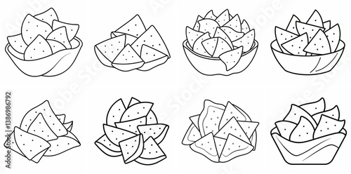 Pita Chips – Outline Coloring Book Line Art Set