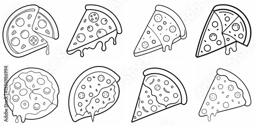 Pizza – Outline Coloring Book Line Art Set