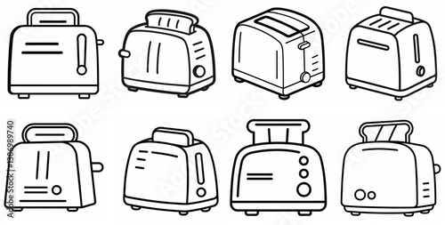 Toasty Mornings – Toaster Outline Coloring Book Line Art Set