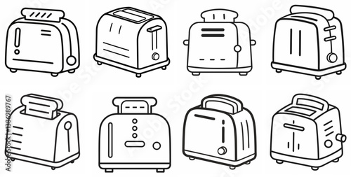 Toasty Mornings – Toaster Outline Coloring Book Line Art Set