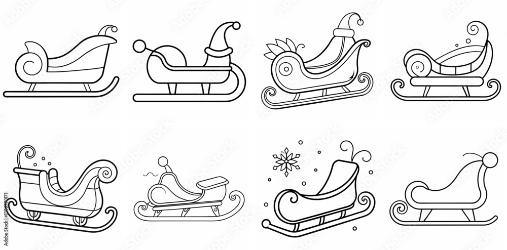 Obraz premium Cozy Winter Sledge – Outline Coloring Book Line Art Collection