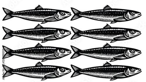 Vintage Sardine Engraving Vector art design