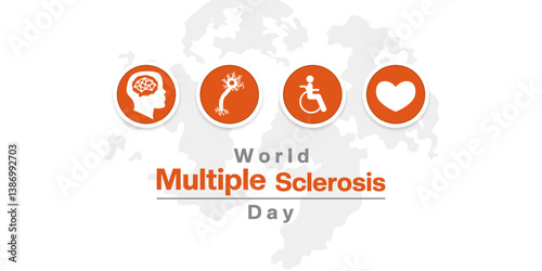 World Multiple Sclerosis Day. Human, brain, people and heart. Great for posters, banners, social media and more. White background.