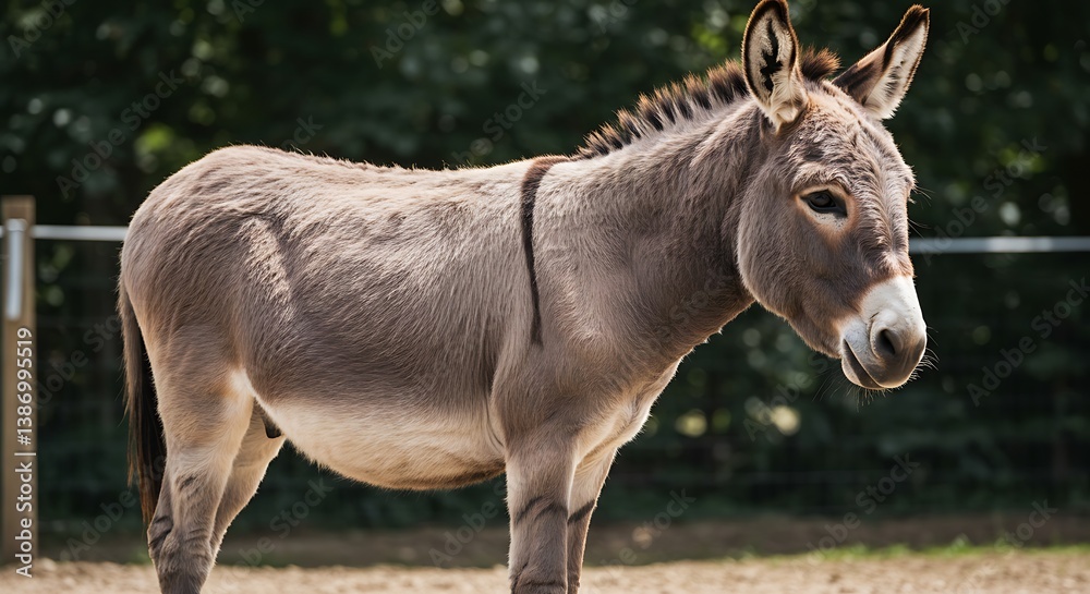 Gentle Donkey in a Summer Pasture AI Generated Gentle Donkey in a Summer Pasture AI Generated