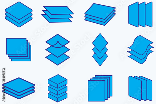 Layer icon set. Layers icons collection. Vector illustration.