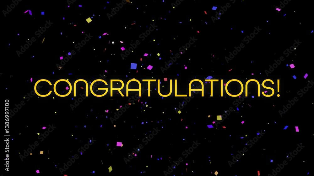Congratulations greetings with confetti animation, animated ...