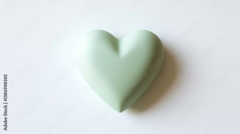 Soft green heart shape on white background Soft green heart shape on white background
