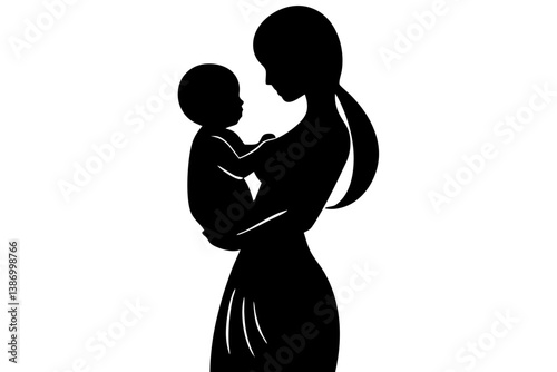 Black vector silhouette shows a pregnant woman with her husband in a loving embrace, pregnancy, couple, love, pregnant, woman, husband, silhouette, embrace, black, vector, family, maternity