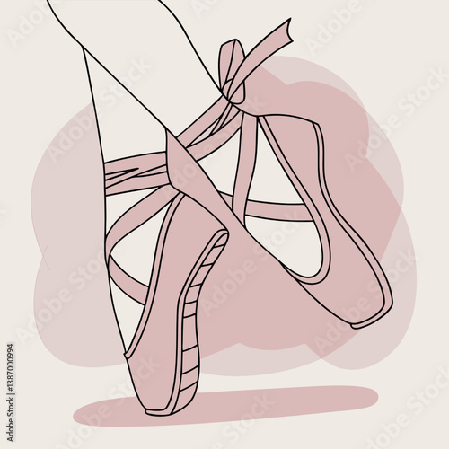 Graceful ballet dancer en pointe showcases beautiful pink ballet shoes against a soft background Generative AI