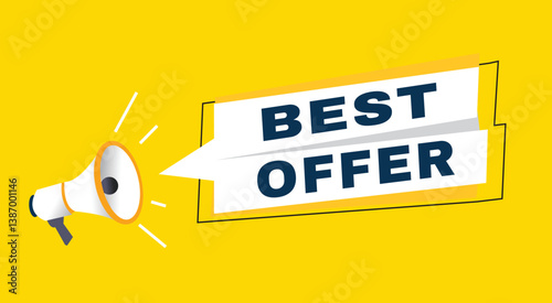 Best offer banner announce flat design graphic element.  Poster or marketing symbol.