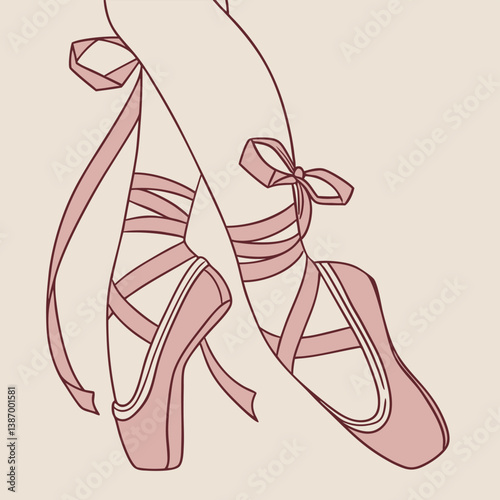 Beautiful ballet shoes with ribbons in a graceful pose, showcasing elegance and artistry in dance Generative AI