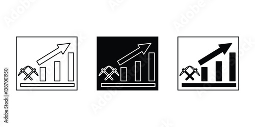 Growth miner crypto icon with modern, dynamic design. Ideal for crypto investment, blockchain analytics, and financial growth themes. High-quality vector, scalable and easy to edit.