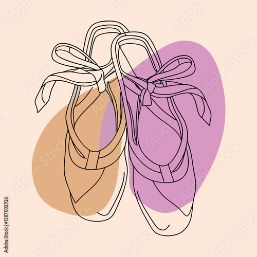 Stylish ballet shoes in line art design showcasing creativity and elegance on a pastel background Generative AI
