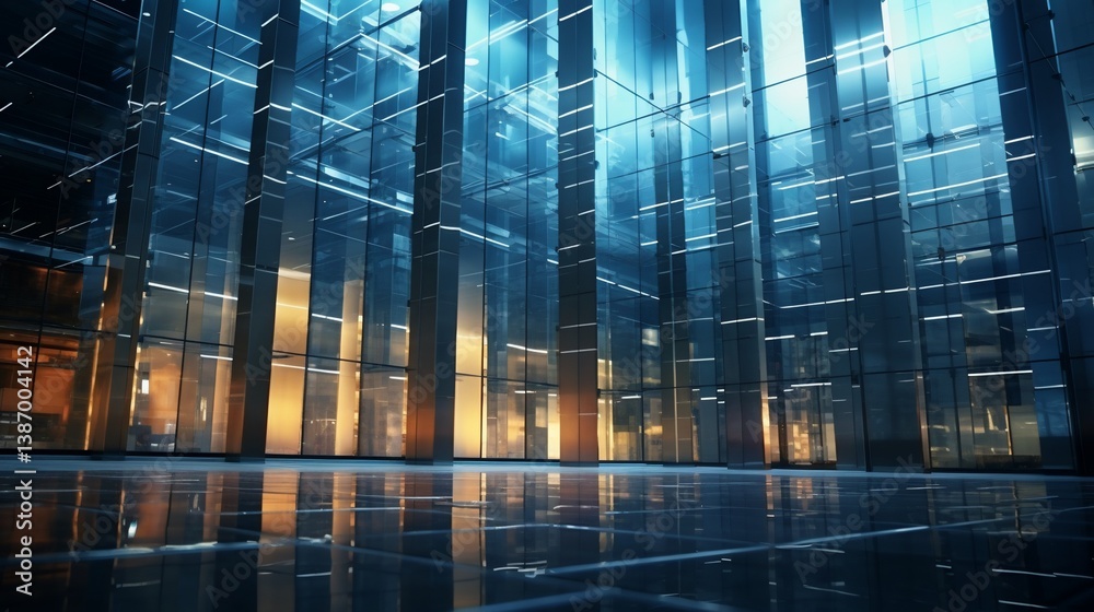 Fototapeta premium Modern glass office building at night