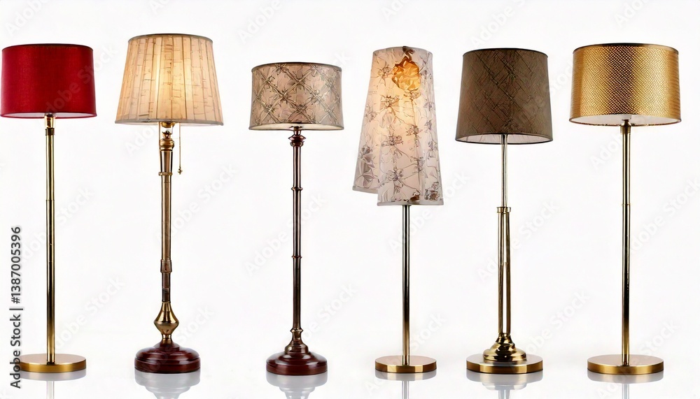 Floor lamp set, collection, on white backround Floor lamp set, collection, on white backround