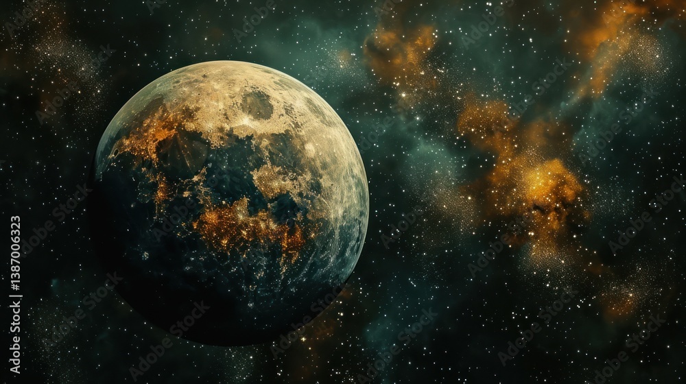 Fototapeta premium Fantasy Planetary in outer space sky template background