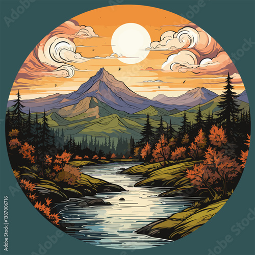 Great Smoky Mountains. Great Smoky Mountains hand-drawn comic illustration. Vector doodle style cartoon illustration