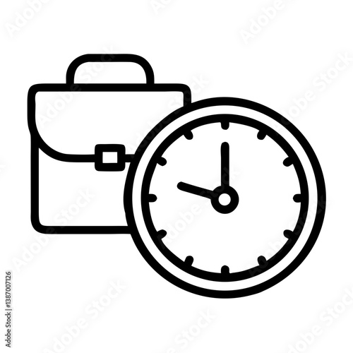 Clock with Briefcase Representing Time Management Icon Design