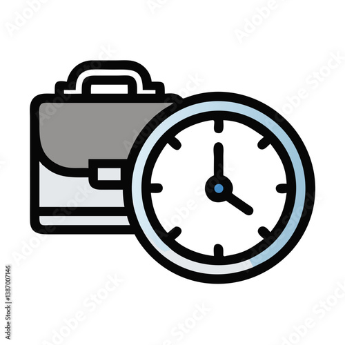 Clock with Briefcase Representing Time Management Icon Design