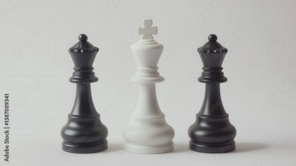 Chess Pieces on a Minimalist Background with White and Black Kings Chess Pieces on a Minimalist Background with White and Black Kings