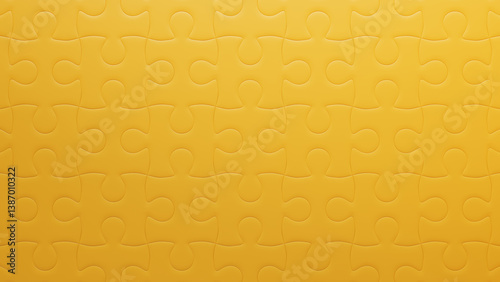 Perfectly Assembled Yellow Jigsaw Puzzle: Unity and Completeness in Seamless Design