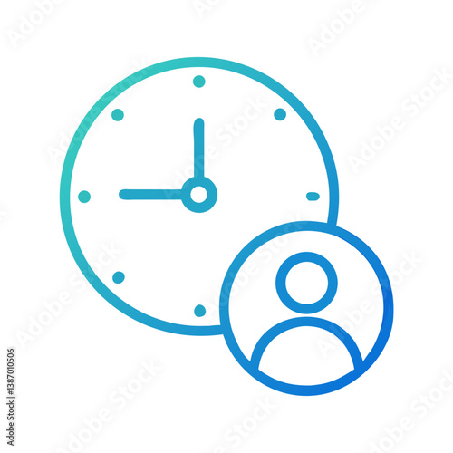 Clock with User Icon Representing Employee Schedule Icon Design