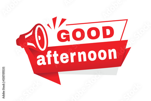 Good afternoon banner, sign announcement vector illustration design with megaphone icon. web element or template design.