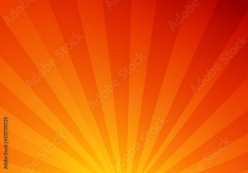 A vibrant sunrise bursting with fiery orange and red rays, a radiant explosion of warm color radiating outwards.