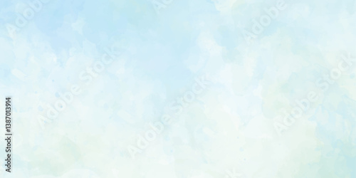 Blue watercolor abstract background. Watercolor blue background. Watercolor cloud texture. blue watercolor background texture, abstract painted white clouds with pastel blue border grunge