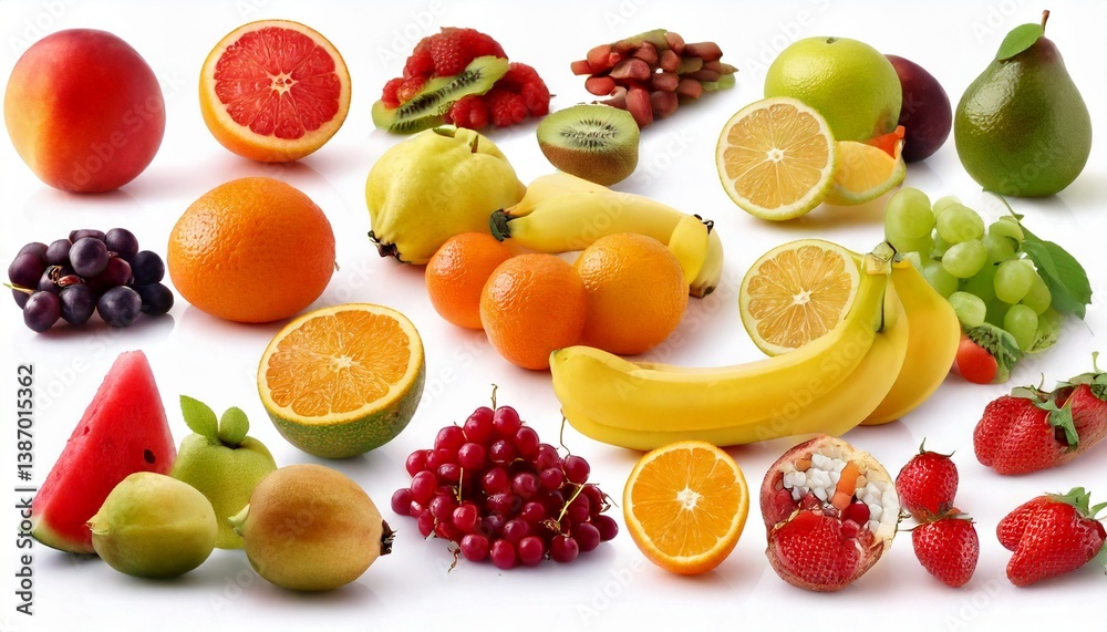 Fresh Tropical Fruit Set Collection Displayed on Clean White Background
Fresh Tropical Fruit Set Collection Displayed on Clean White Background